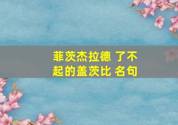 菲茨杰拉德 了不起的盖茨比 名句